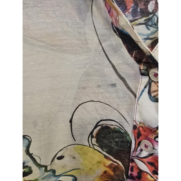 Georg Roth Cotton Silk Semi-Sheer Long Sleeve Blouse - Butterfly Watercolor - 1X - Picture 3 of 10